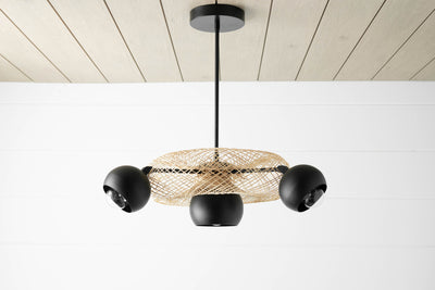 Boho Chandelier - Eclectic Lighting - Birds Nest Light - Boho Lighting - Unique Lighting - Bamboo Basket - Boho Model No. 3443