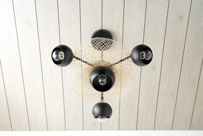 Boho Chandelier - Eclectic Lighting - Birds Nest Light - Boho Lighting - Unique Lighting - Bamboo Basket - Boho Model No. 3443