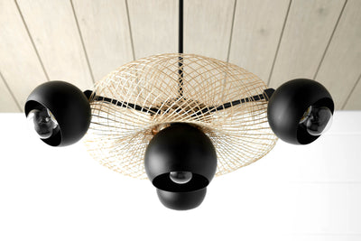 Boho Chandelier - Eclectic Lighting - Birds Nest Light - Boho Lighting - Unique Lighting - Bamboo Basket - Boho Model No. 3443