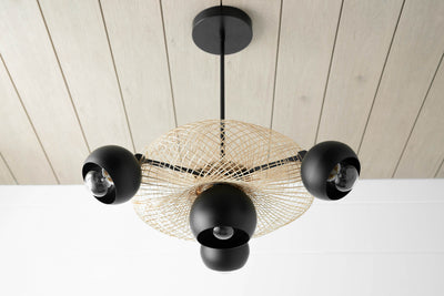 Boho Chandelier - Eclectic Lighting - Birds Nest Light - Boho Lighting - Unique Lighting - Bamboo Basket - Boho Model No. 3443