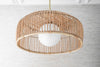 Rattan Basket Shade with Globe - Ceiling Light - Boho Lighting - Modern Lighting - Rattan Shade - Pendant Lighting - Boho Model No. 4944