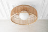 Rattan Basket Shade with Globe -  Pendant Lighting - Boho Lighting - Natural Fiber Light - Ceiling Lighting - Boho Model No. 4944