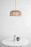 Rattan Basket Light - Opal Globe  - Natural Fiber Ceiling Light -  Unique Lighting - Boho Model No. 4843