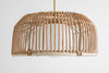 Rattan Basket Light - Opal Globe  - Natural Fiber Ceiling Light -  Unique Lighting - Boho Model No. 4843