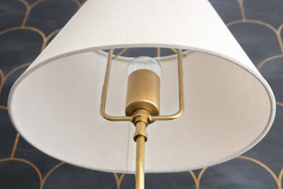 Linen Wall Sconce - Brass Shade Light - Classic Lighting - Wall Light Fixture - Off-White Fabric Oval Shade  - Model No. 9965