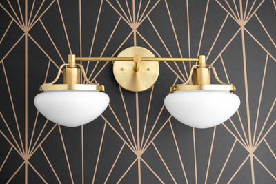 Globe Vanity Light - Brass Vanity - Art Deco Lighting - Opal Glass - 1920 - Brass Vanity Fixture - Bathroom Lights - Model No. 2447