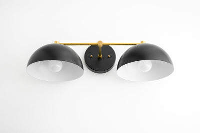 VANITY MODEL No. 1681- Mid Century Modern bathroom lighting with a Black/Brass finish. Designed and produced by MODCREATIONStudio at Peared Creation