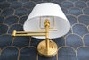 Off White Cloth Shade Sconce - Swing Arm Light Fixture - Hardwire or Plug In - Brass Wall Light - Model No. 1284