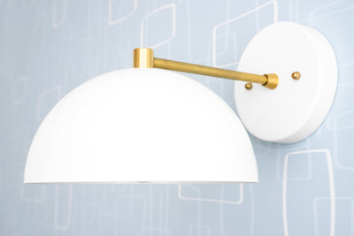 SCONCE MODEL No. 2352- Mid Century Modern Wall Lights with a White/Brass finish. Designed and produced by MODCREATIONStudio at Peared Creation