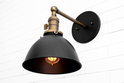 SCONCE MODEL No. 4681- Industrial Wall Lights with a Black/Antique Brass finish. Designed and produced by newwineoldbottles at Peared Creation