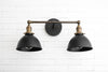 VANITY MODEL No. 8791- Industrial bathroom lighting with a Antique Brass/Black finish. Designed and produced by newwineoldbottles at Peared Creation