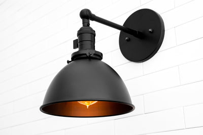 SCONCE MODEL No. 4681- Industrial Wall Lights with a Black finish. Designed and produced by newwineoldbottles at Peared Creation