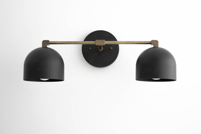VANITY MODEL No. 0698- Mid Century Modern bathroom lighting with a Black/Antique Brass finish. Designed and produced by MODCREATIONStudio at Peared Creation