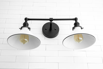 SCONCE MODEL No. 2362- Industrial bathroom lighting with a Black finish. Designed and produced by newwineoldbottles at Peared Creation