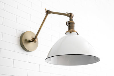 SCONCE MODEL No. 9132- Industrial Wall Lights with a Antique Brass finish. Designed and produced by newwineoldbottles at Peared Creation