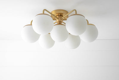 CHANDELIER MODEL No. 2657- Mid Century Modern dining room lights with a Raw Brass finish. Designed and produced by MODCREATIONStudio at Peared Creation
