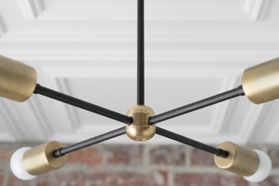 CHANDELIER MODEL No. 8136- Mid Century Modern dining room lights with a Brass/Black finish. Designed and produced by MODCREATIONStudio at Peared Creation