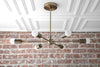 Chandelier Modern Brass - Geometric Ceiling Light  - Mid Century Hanging Light - Industrial Chic Lamp - Model No. 9414