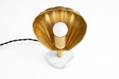 Shell Shade Light - Art Deco Table Lamp - Small Accent Lamp - Brass Table Lamp - Model No. 4896