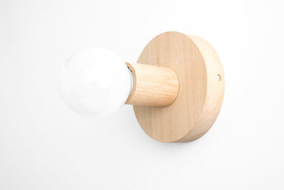 Oak Finish Lamp - Sconce - Simple Wood Light - Boho Sconce - Minimalist Lamp - Model No. 2945