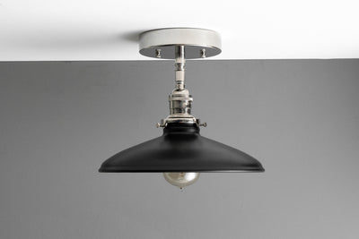 10" Matte Black - Industrial Light Fixture - Semi Flush Ceiling Light - Pendant Lighting - Model No. 0746