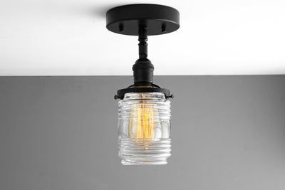 Edison Utility Light -  Industrial Ceiling Lights - Semi Flush Mount -  Hanging Utility Fixture - Model No. 9813