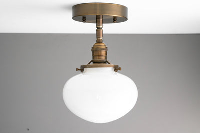 Mushroom Globe - Ceiling Fixture - Opal Glass - Antique Lighting - Pendant Lamp - Model No. 8459
