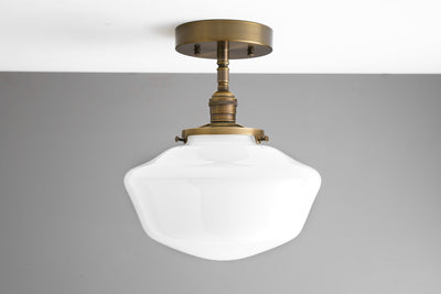CEILING LIGHT MODEL No. 9512- Industrial Ceiling Lights with a Antique Brass finish. Designed and produced by newwineoldbottles at Peared Creation