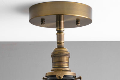 CEILING LIGHT MODEL No. 4603- Industrial Ceiling Lights with a Antique Brass finish. Designed and produced by newwineoldbottles at Peared Creation