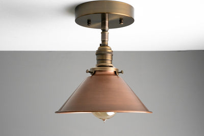 8" Copper Ceiling Light - Flush Mount Fixture - Industrial Lighting - Model No. 8794