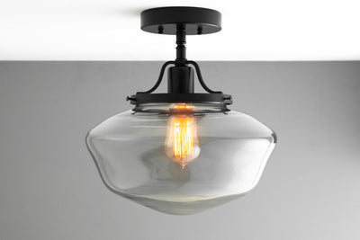 Industrial Lighting - 12" Smoked Schoolhouse Shade - Ceiling Light - Unique Lighting - Dining Room Light - Model No. 6193