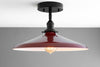 14" Red Industrial Shade Fixture - Ceiling Lights - Semi Flush Lamp - Hanging Pendant - Model No. 9817