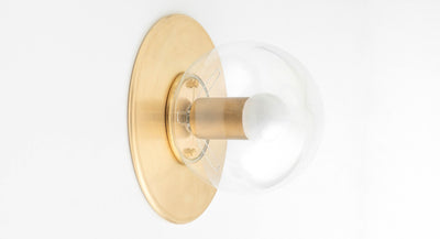 Minimal Wall Light - Flush Mount Sconce - Low Profile Light - 7in Brass Plate - Model No. 5130