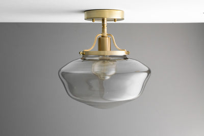 Industrial Lighting - 12" Smoked Schoolhouse Shade - Ceiling Light - Unique Lighting - Dining Room Light - Model No. 6193