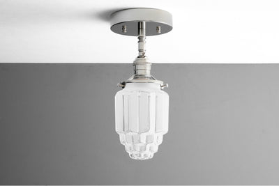 CEILING LIGHT MODEL No. 5774- Industrial Ceiling Lights with a Polished Nickel finish. Designed and produced by newwineoldbottles at Peared Creation
