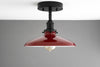 10" Red Enamel Ceiling Fixture - Hanging Industrial Light - Semi Flush Lighting - Model No. 4661