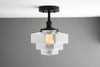 Clear Glass Geometric Ceiling Light - Art Deco Light - Semi Flush Mount - Pendant Lamp - Model No. 8864