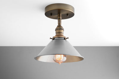 CEILING LIGHT MODEL No. 9307- Industrial Ceiling Lights with a Antique Brass finish. Designed and produced by newwineoldbottles at Peared Creation