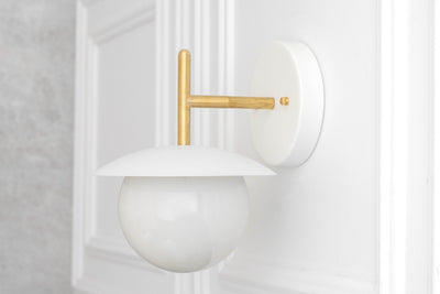 Globe Sconce - Gray Brass Sconce - White Brass Sconce - ModCreation - Wall Sconce - Model No. 2523