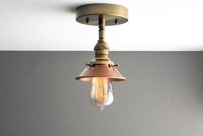 Aged Copper Shade - Ceiling Light - Semi Flush Fixture - Hanging Lighting - Model No. 0929
