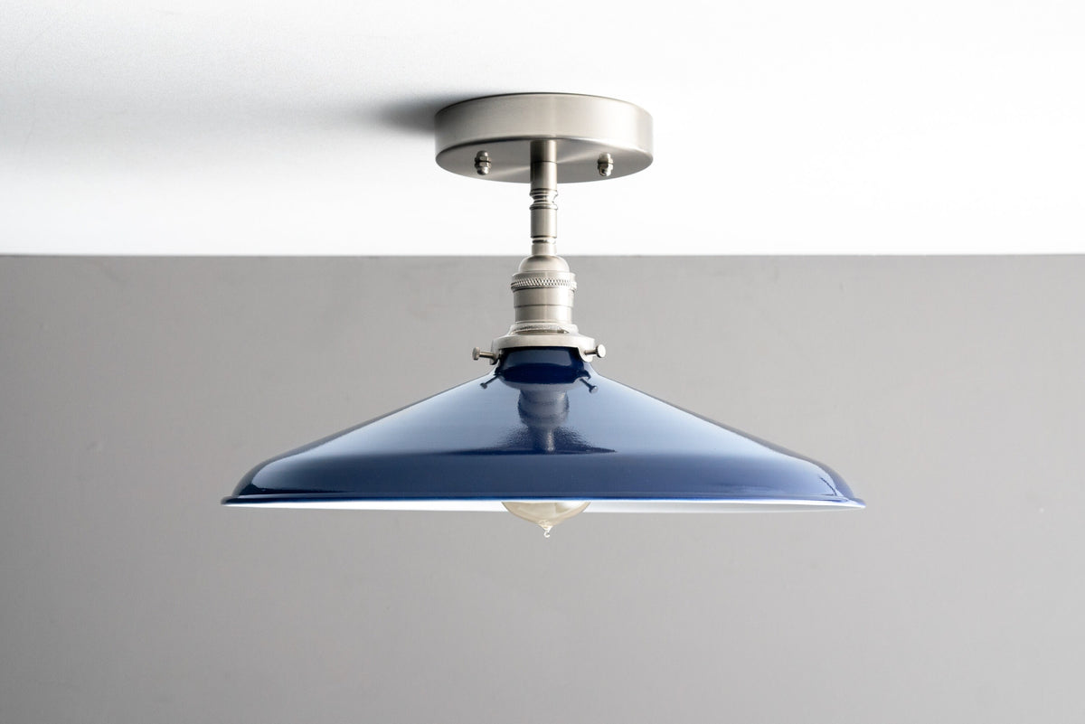 CEILING LIGHT MODEL No. 4603- Industrial Ceiling Lights with a Brushed Nickel finish. Designed and produced by newwineoldbottles at Peared Creation