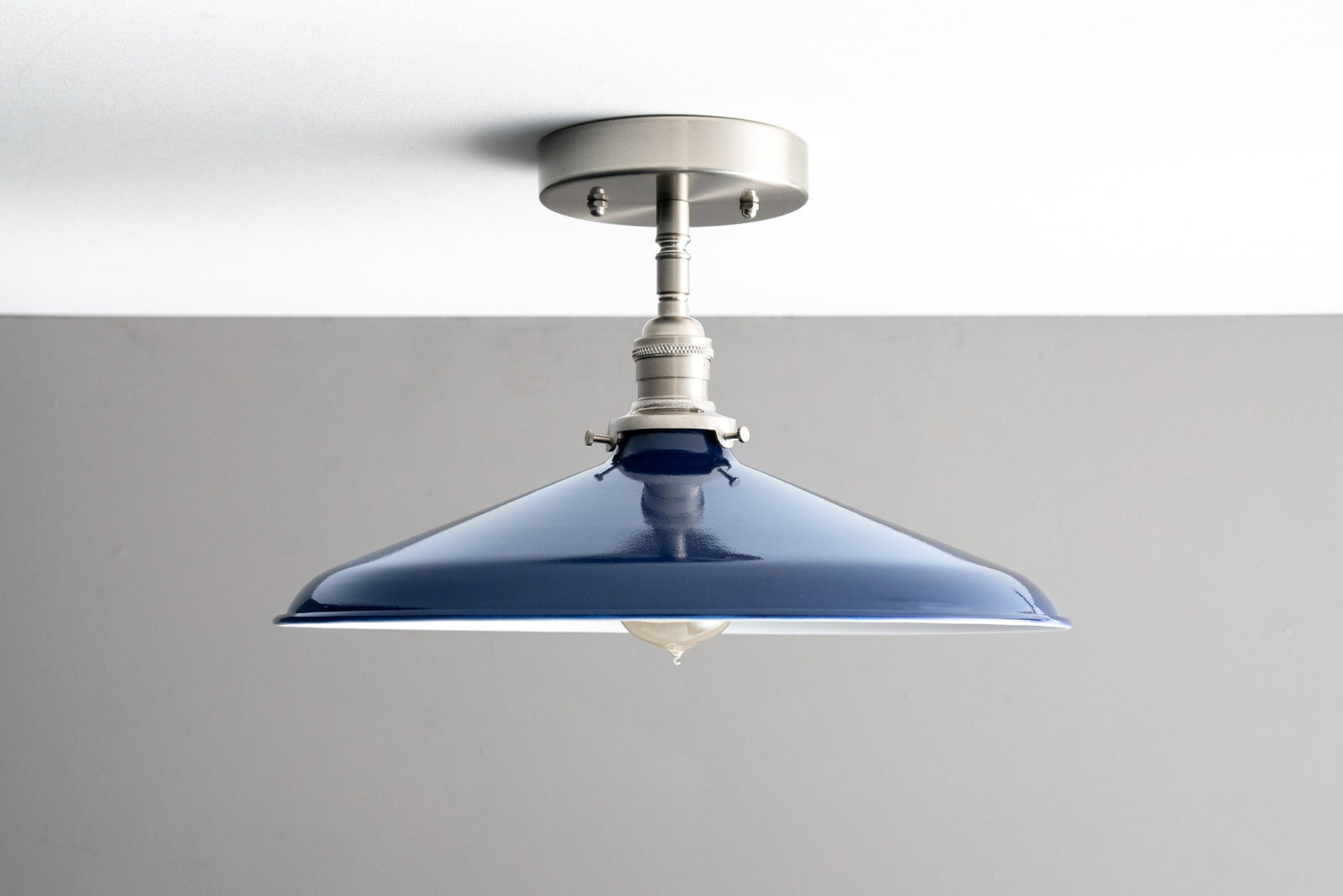 CEILING LIGHT MODEL No. 4603- Industrial Ceiling Lights with a Brushed Nickel finish. Designed and produced by newwineoldbottles at Peared Creation