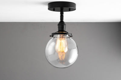 CEILING LIGHT MODEL No. 0074- Industrial Ceiling Lights with a Black finish. Designed and produced by newwineoldbottles at Peared Creation