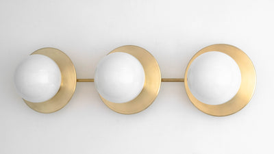 3 Light Vanity - Globe Vanity - Bathroom Lighting - Brass Vanity - Long Sconce Light - Model No. 6413