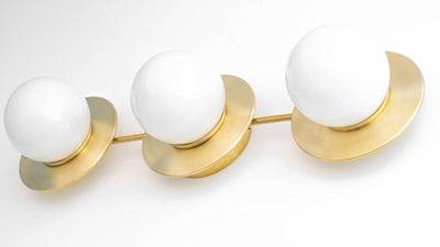 3 Light Vanity - Globe Vanity - Bathroom Lighting - Brass Vanity - Long Sconce Light - Model No. 6413