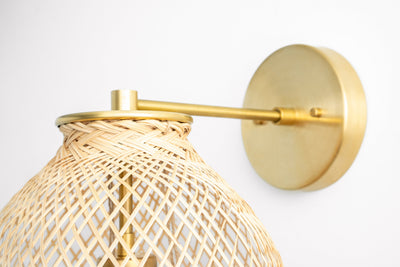 Bamboo Light - Fish Trap Lamp - Basket Sconce - Boho Bedside Lamp - Wall Sconce - Model No. 4607