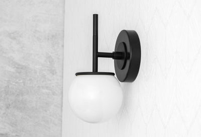 Globe Light Fixture - Wall Light - Black Sconce - Sconce Lighting - Modern Lighting - Model No. 1591
