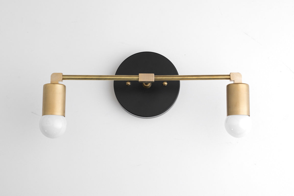 Black &amp; Brass Vanity Light Fixture - Minimalist Lighting - Bathroom Sconce - Vanity Lighting - Wall Light - Model No. 8412
