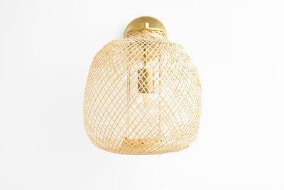 Bamboo Light - Fish Trap Lamp - Basket Sconce - Boho Bedside Lamp - Wall Sconce - Model No. 4607