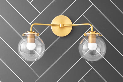 Glass Globe Vanity - Brass Vanity Light - Wall Lamp - Wall Light - Wall Sconce - Model No. 1287